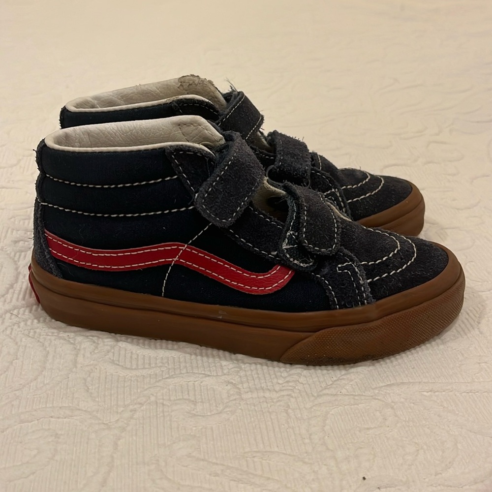 Kids’ Vans Velcro shoes red and blue size 1, excellent used condition